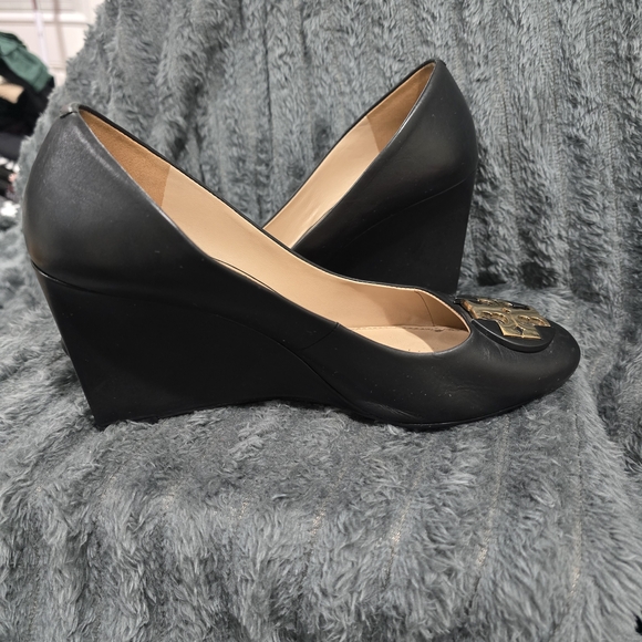 Tory Burch Black Wedge Heels - Picture 2 of 7
